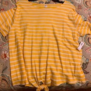 Yellow striped knotted shirt